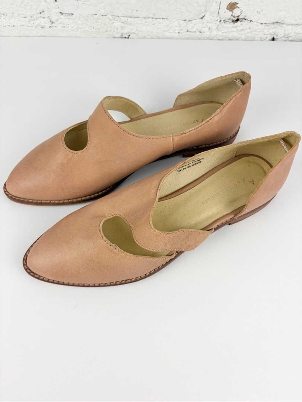 Anthropologie Sasha Pink Leather Cutout Do’orsay Mary Jane Ballet Flats 39 - Picture 6 of 12